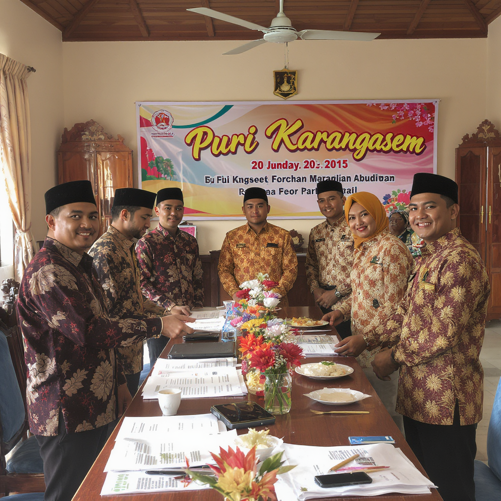 Seminar budaya di Puri Karangasem dengan peserta mengenakan pakaian adat